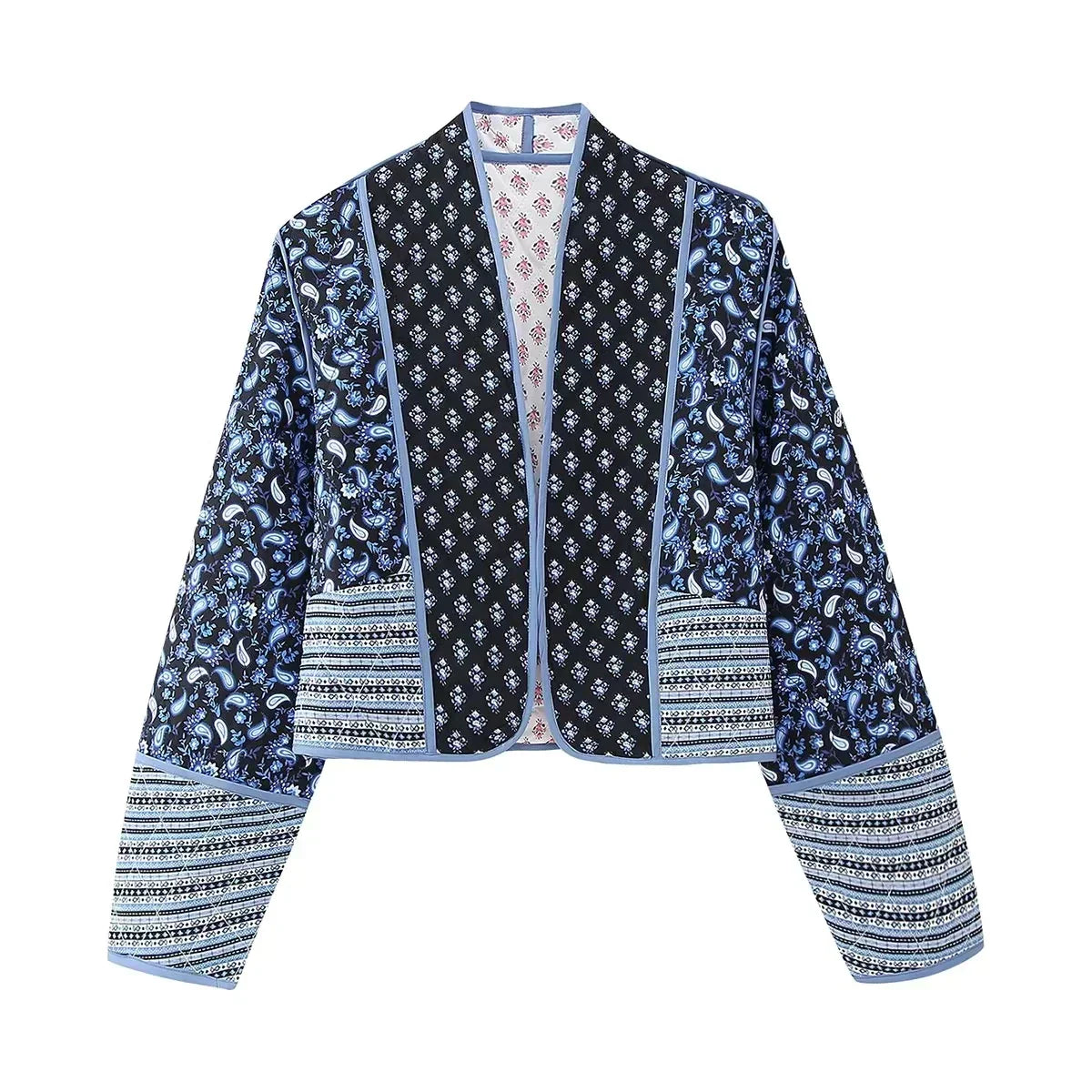 Giacca Trapuntata Patchwork | Stile Boho & Vintage | Perfetta per Look Casual Unici