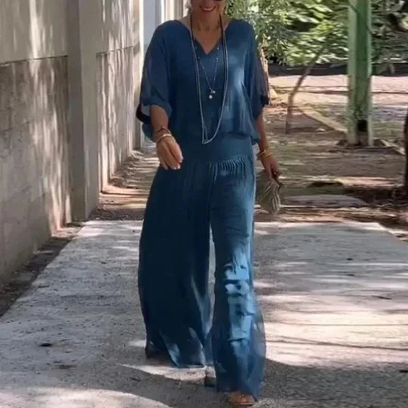 Completo fluido con top e pantaloni ampi