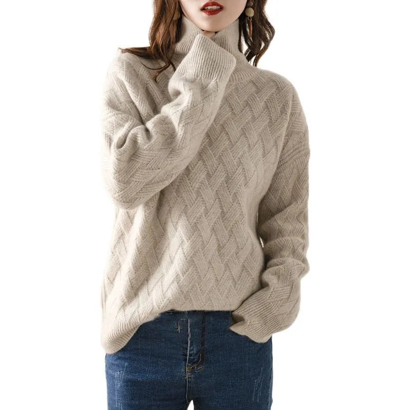 Maglione Collo Alto | Lavorazione a Rombi | Morbido e Caldo