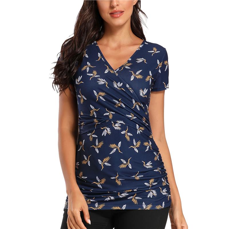 Maglia Premaman Allattamento | Cotone Elasticizzato | Scollo Incrociato