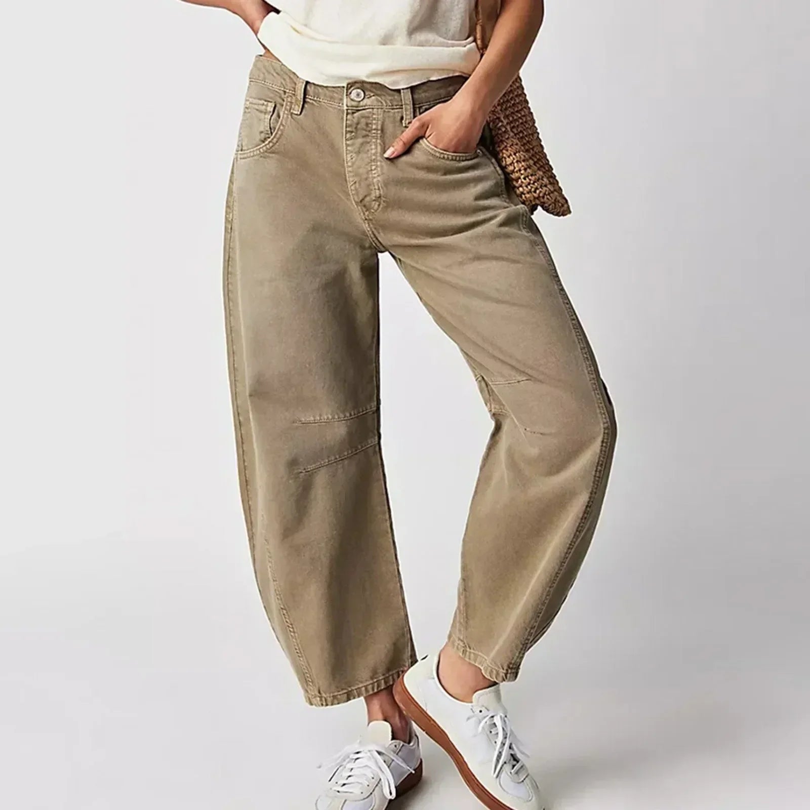Jeans a Gamba Larga | Orlo Arricciato | Stile Casual e Vintage
