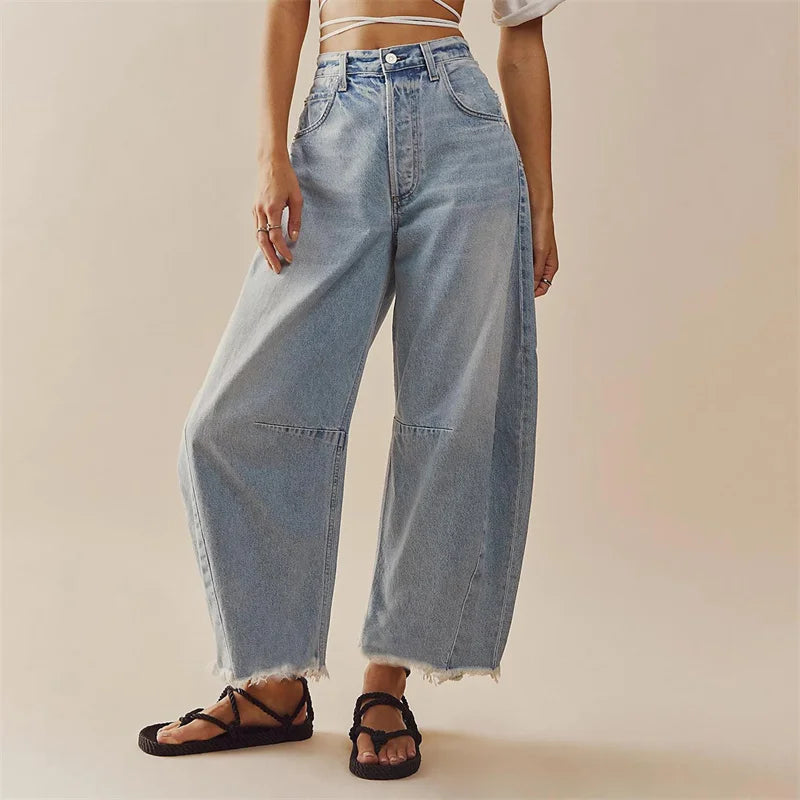 Jeans a Gamba Larga | Vita Alta & Oversize | Stile Vintage e Trendy