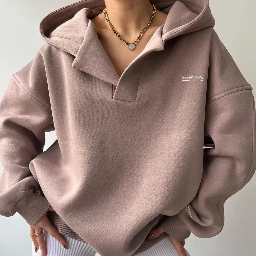 Felpa Oversize | Scollo a V | Stile Minimal e Confortevole