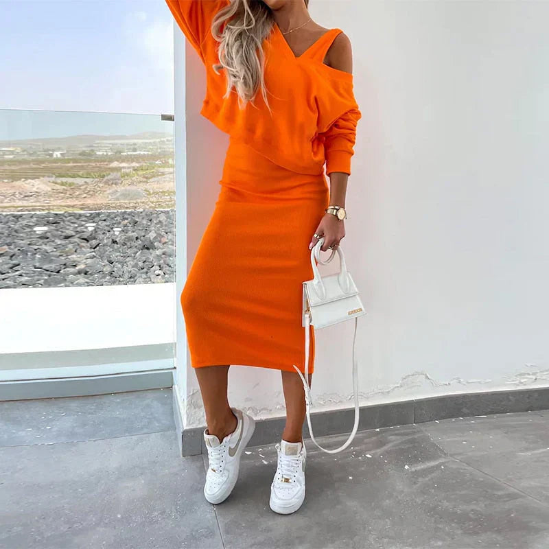 Completo Maglia | Coordinato a Costine | Top Crop con Gonna Midi