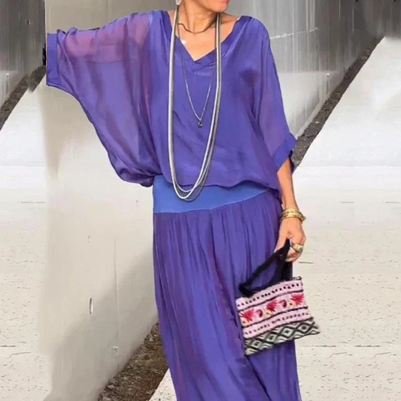 Completo fluido con top e pantaloni ampi