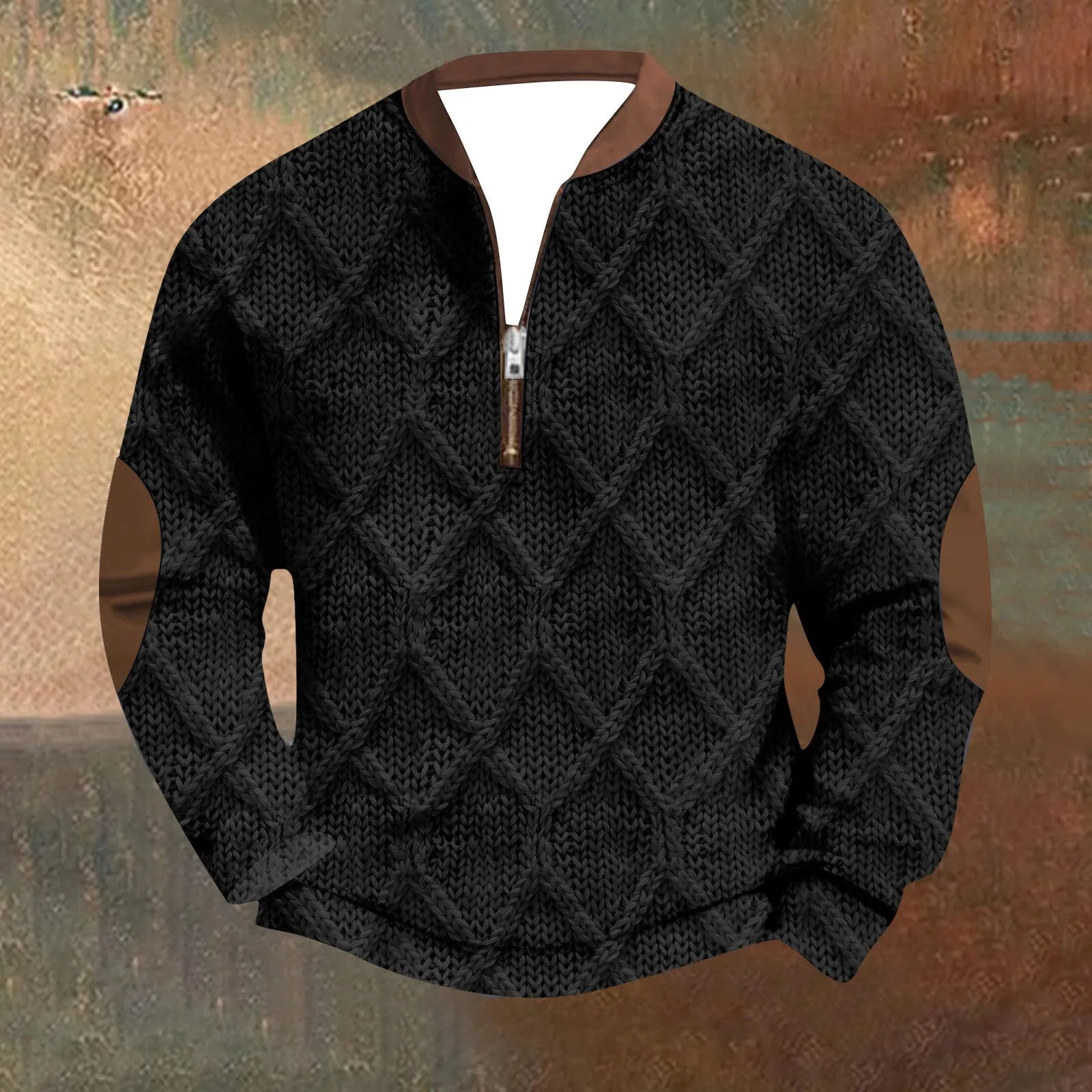 Maglione intrecciato con zip e patch