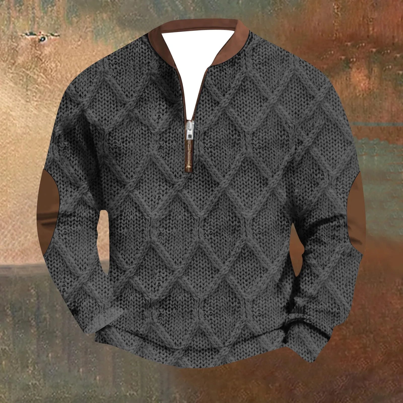 Maglione intrecciato con zip e patch