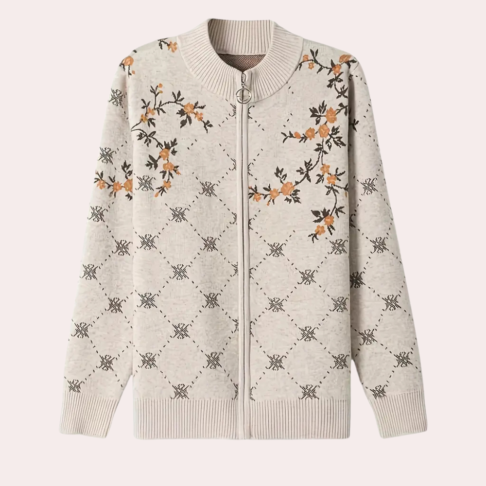 Cardigan Ricamato Donna | Zip Frontale | Elegante e Sofisticato