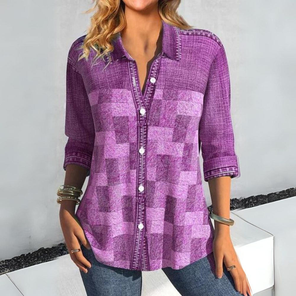 Camicia a Quadri Effetto Denim | Maniche 3/4 | Casual Chic