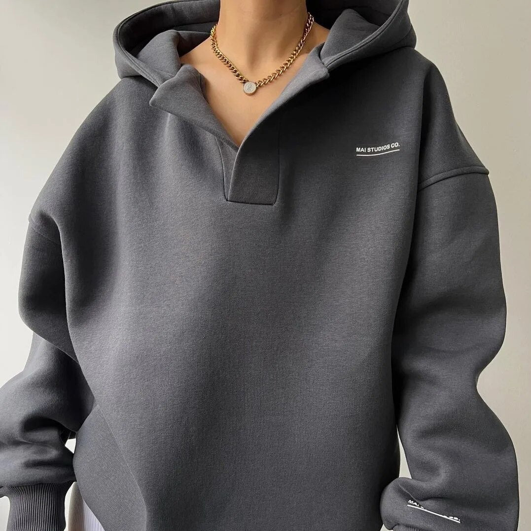 Felpa Oversize | Scollo a V | Stile Minimal e Confortevole