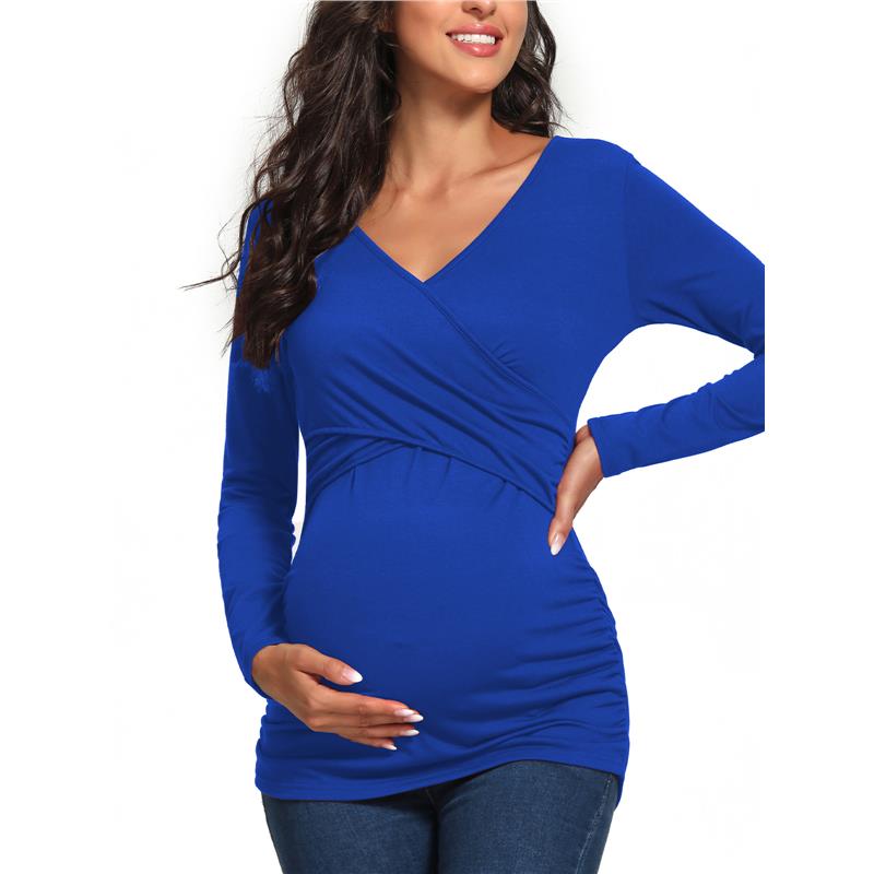 Maglia Premaman Allattamento | Cotone Elasticizzato | Scollo Incrociato