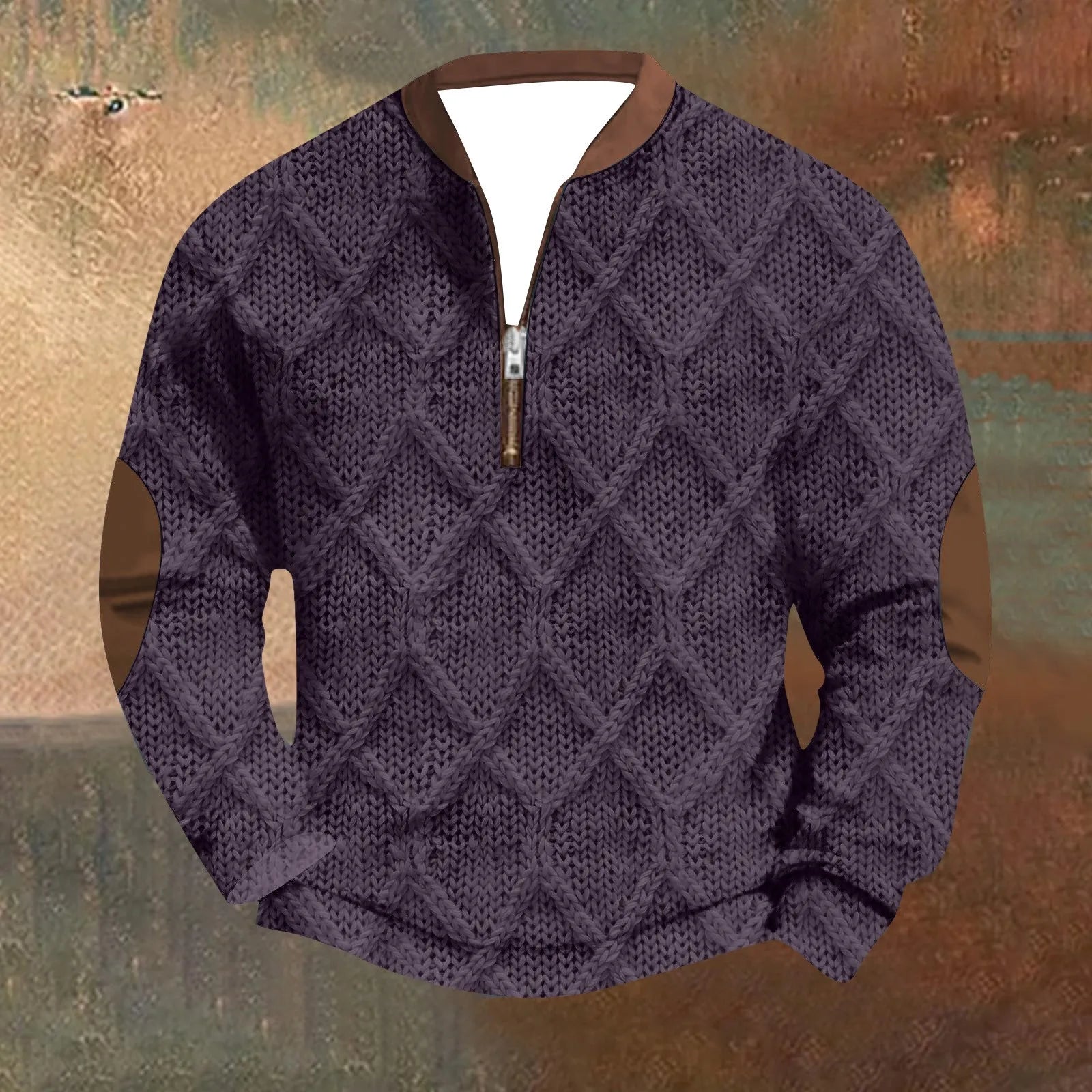 Maglione intrecciato con zip e patch
