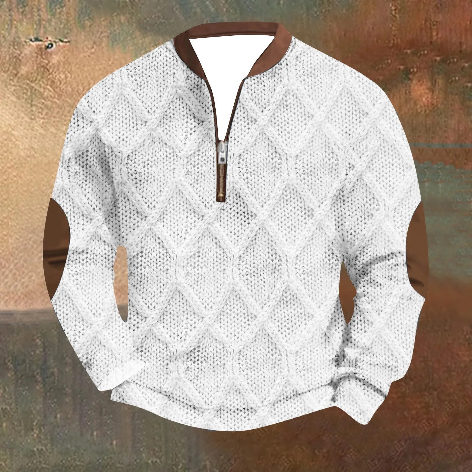 Maglione intrecciato con zip e patch
