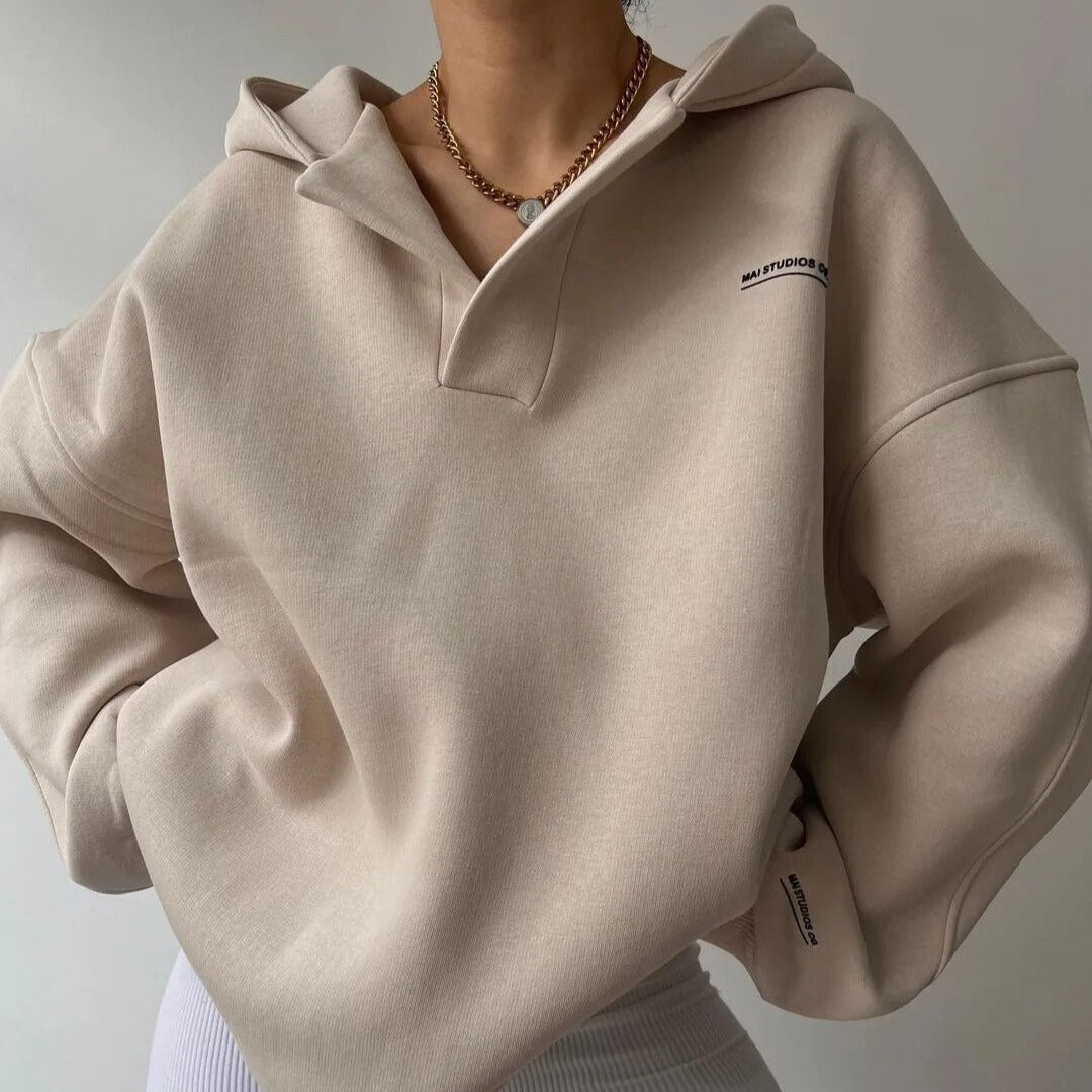 Felpa Oversize | Scollo a V | Stile Minimal e Confortevole