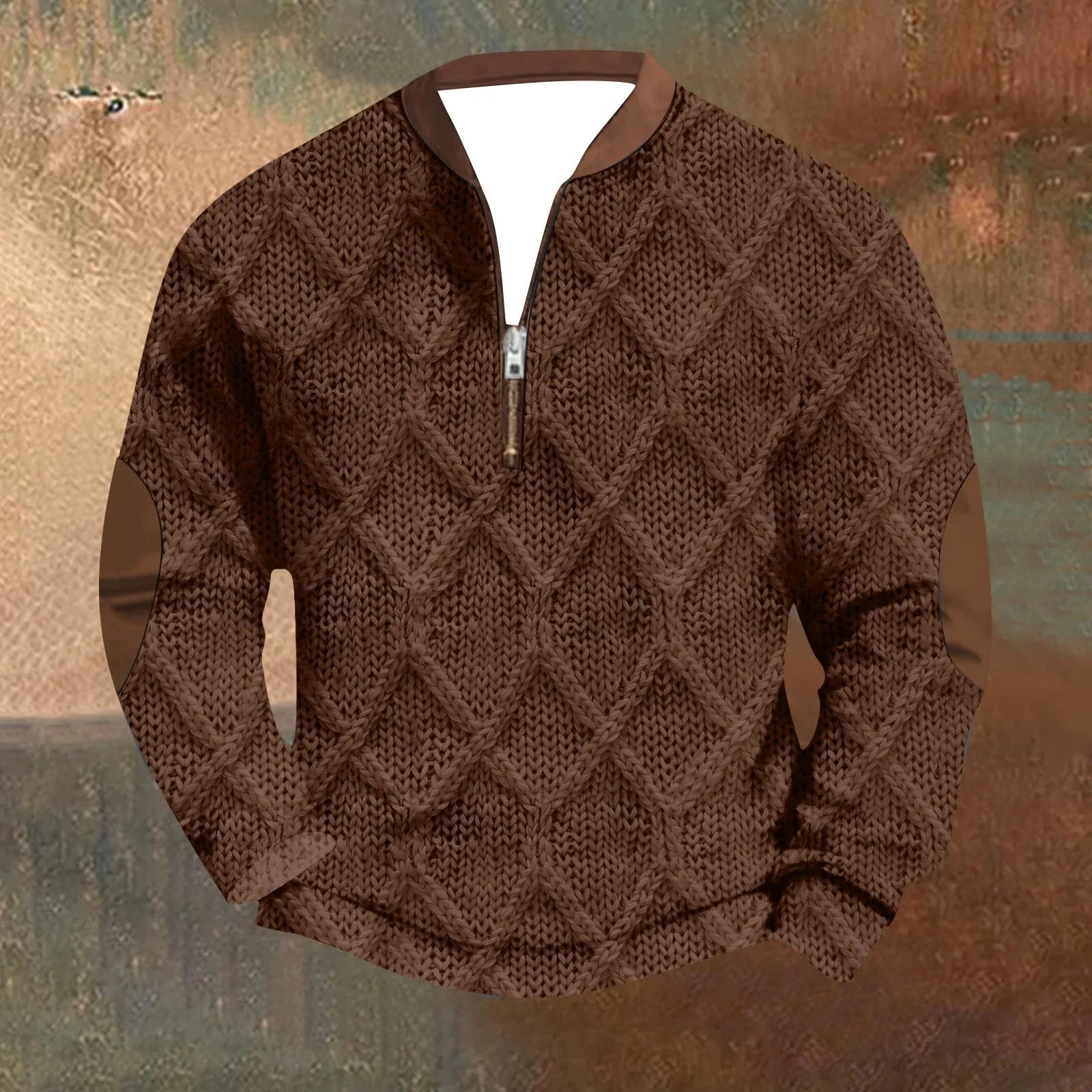 Maglione intrecciato con zip e patch