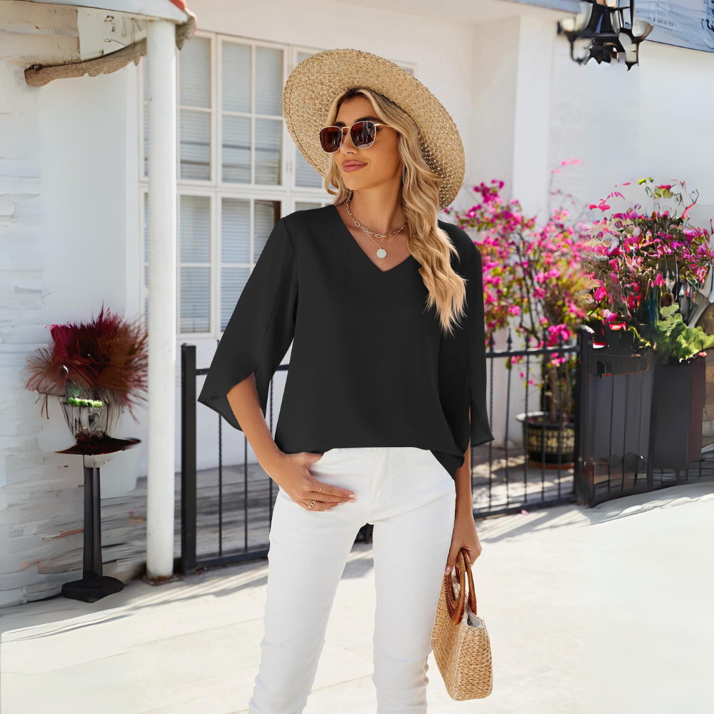Blusa Scollo a V | Leggera e Versatile | Perfetta per la Primavera