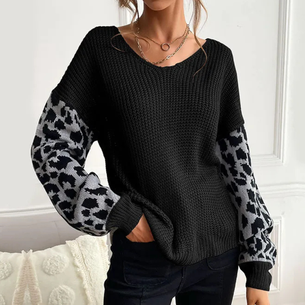 Maglione con Maniche Leopardate | Stile Trendy | Morbido e Versatile