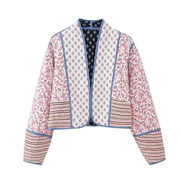 Giacca Trapuntata Patchwork | Stile Boho & Vintage | Perfetta per Look Casual Unici