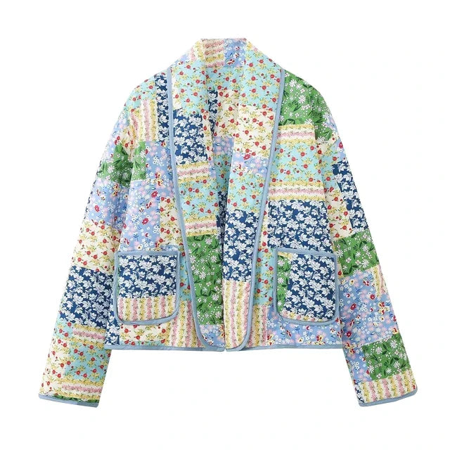 Giacca Trapuntata Patchwork | Stile Boho & Vintage | Perfetta per Look Casual Unici