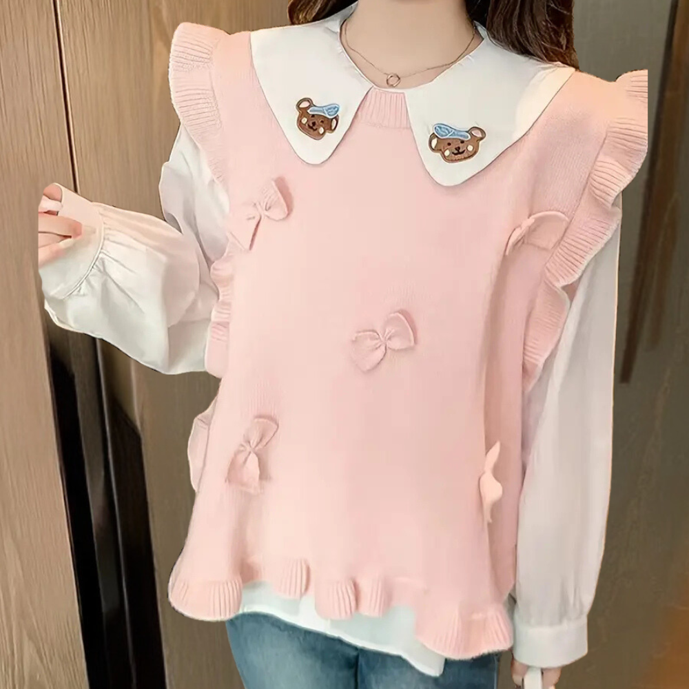 Gilet Rosa Donna | Fiocchetti e Volant | Stile Romantico