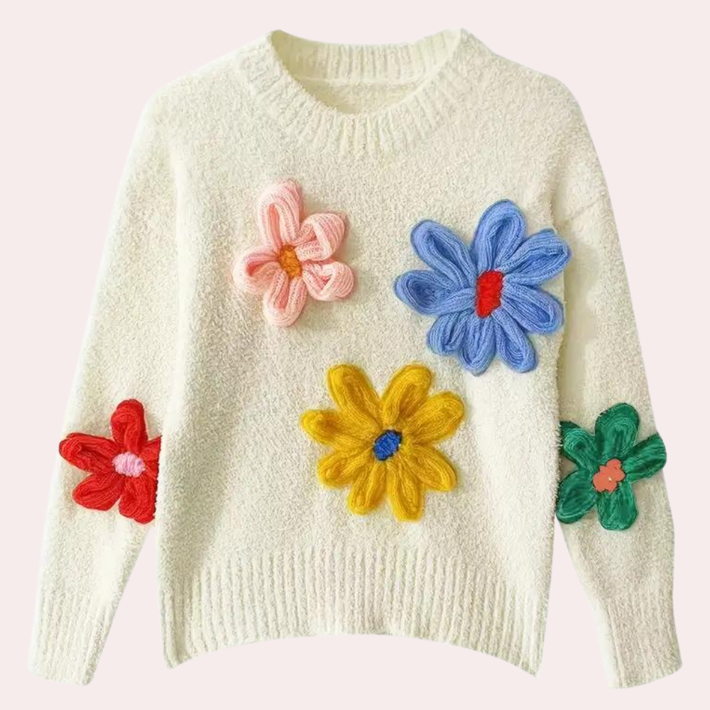 Maglione Oversize | Fiori 3D | Morbido & Creativo
