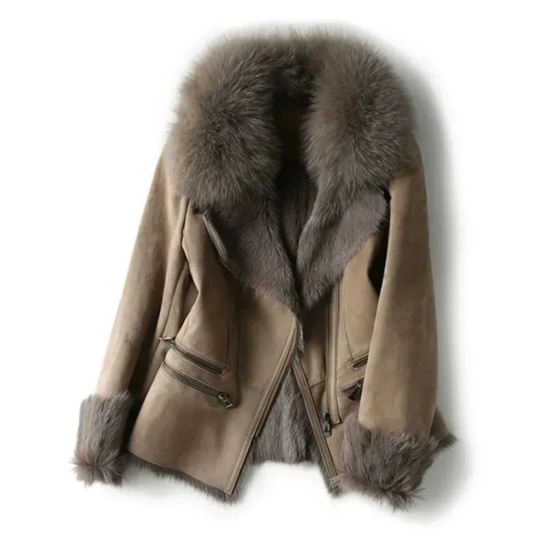 Giacca Scamosciata con Pelliccia | Elegante e Calda | Stile Raffinato