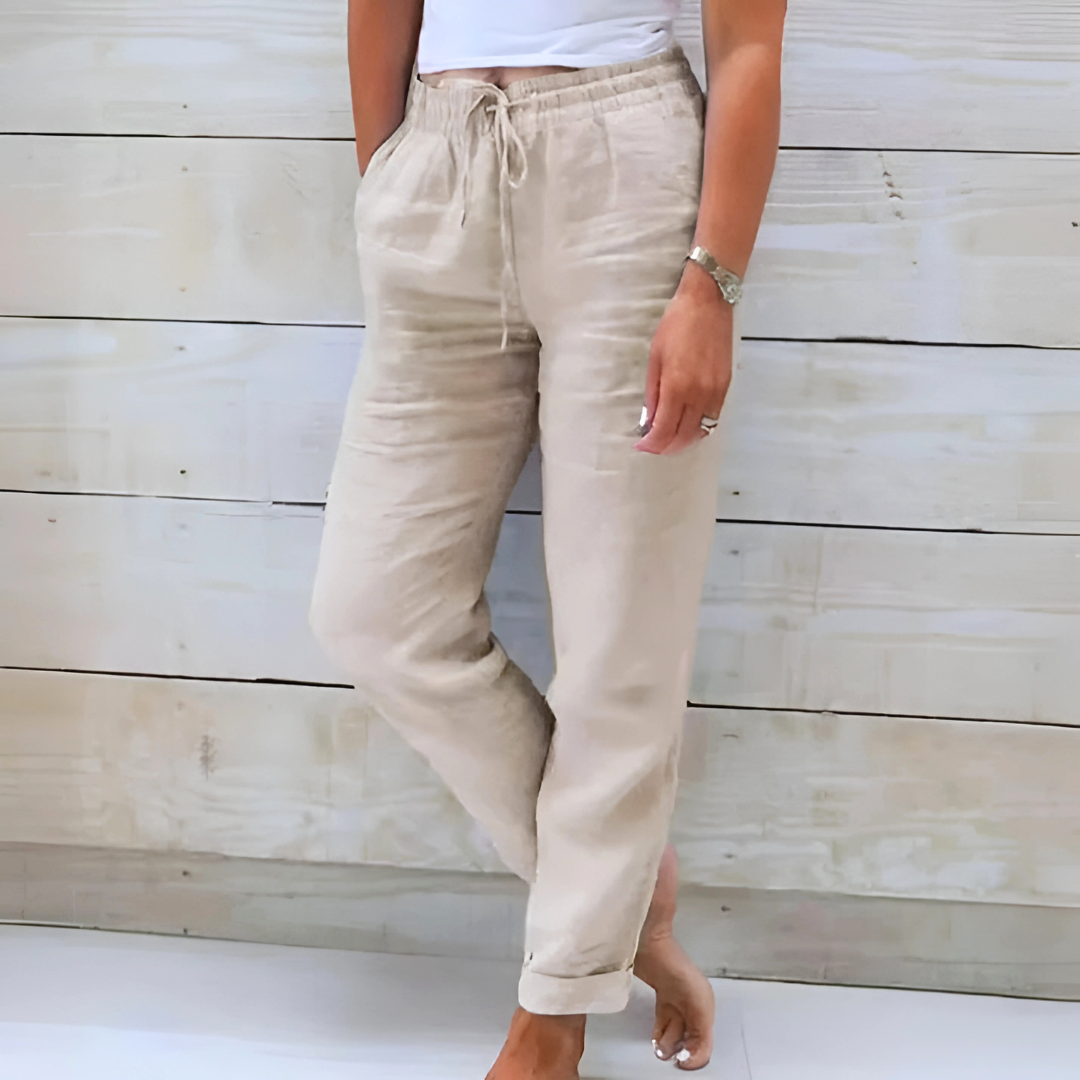 Pantaloni in lino con coulisse