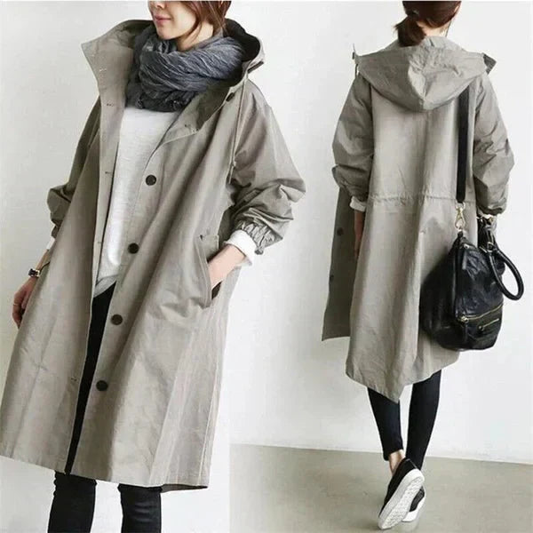 Impermeabile Oversize Donna | Antipioggia Casual | Cappuccio e Maniche Elastiche