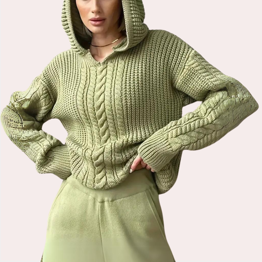 Felpa in Maglia a Trecce con Cappuccio | Calda | Comoda e Versatile