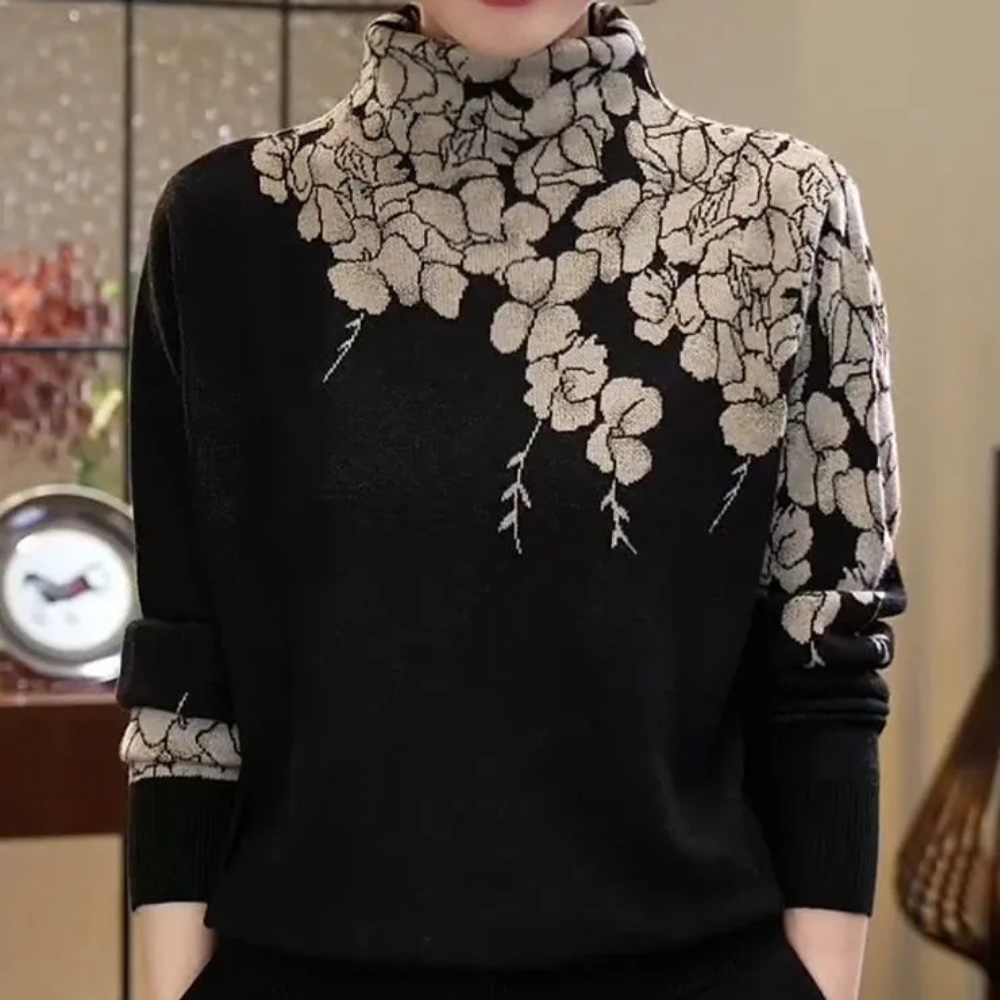 Maglione a Collo Alto | Stampa Floreale | Elegante e Sofisticato
