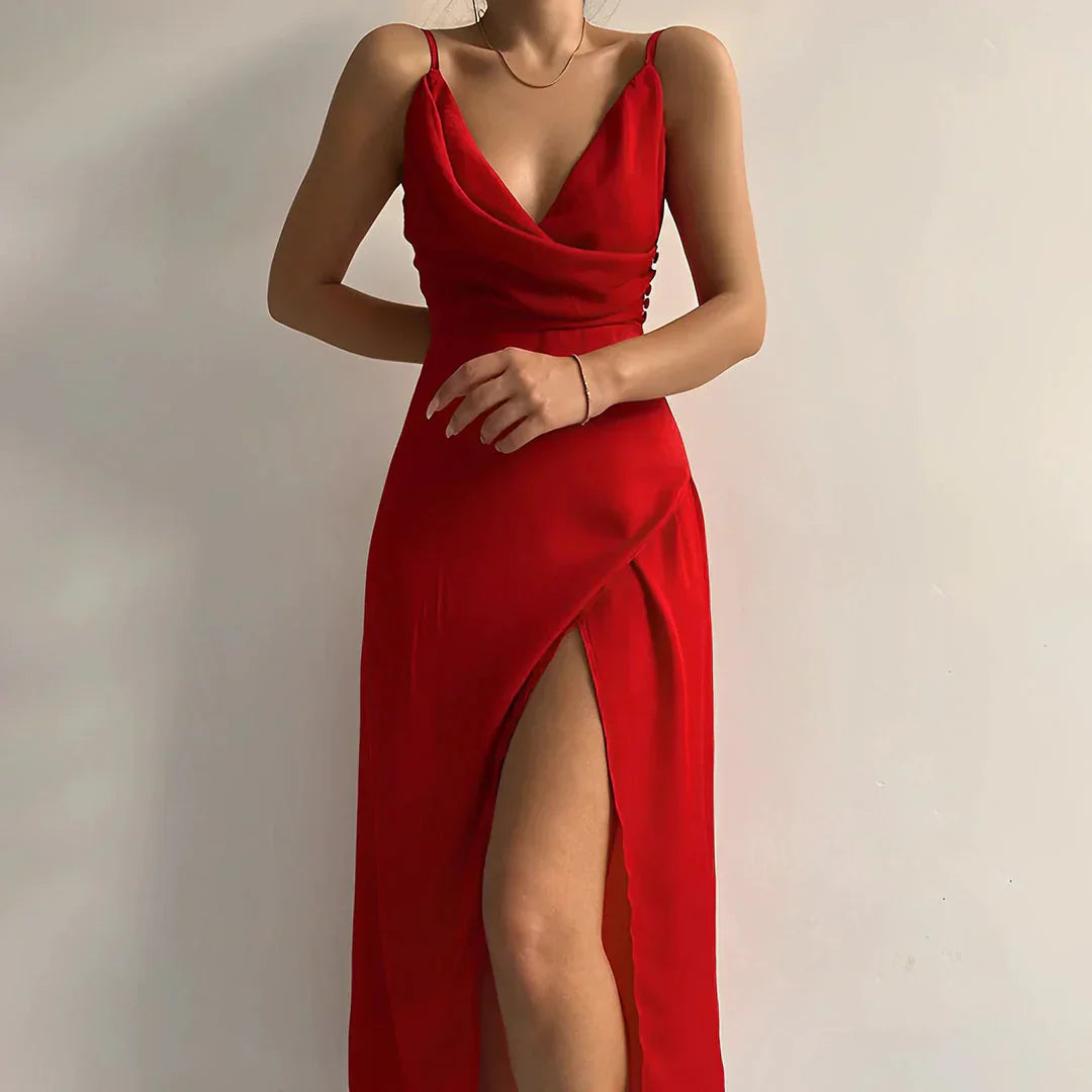Abito Elegante con Spacco | Satinato | Leggero e Raffinato