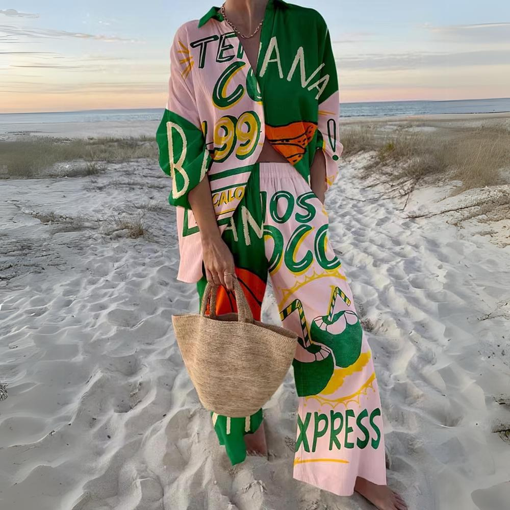 Coordinato Estivo Donna | Cotone | Stampa Tropicale Vivace
