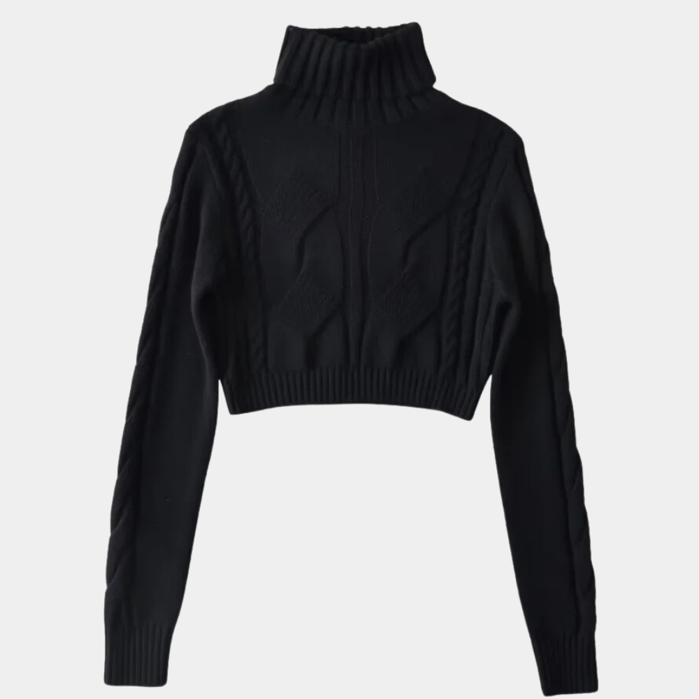 Maglione Cropped a Collo Alto | Lavorato a Treccia | Elegante e Trendy