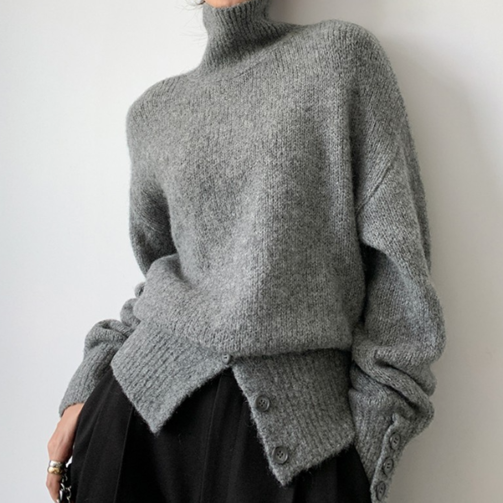 Maglione a Collo Alto con Orlo Asimmetrico | Morbido e Trendy | Perfetto per l’Inverno