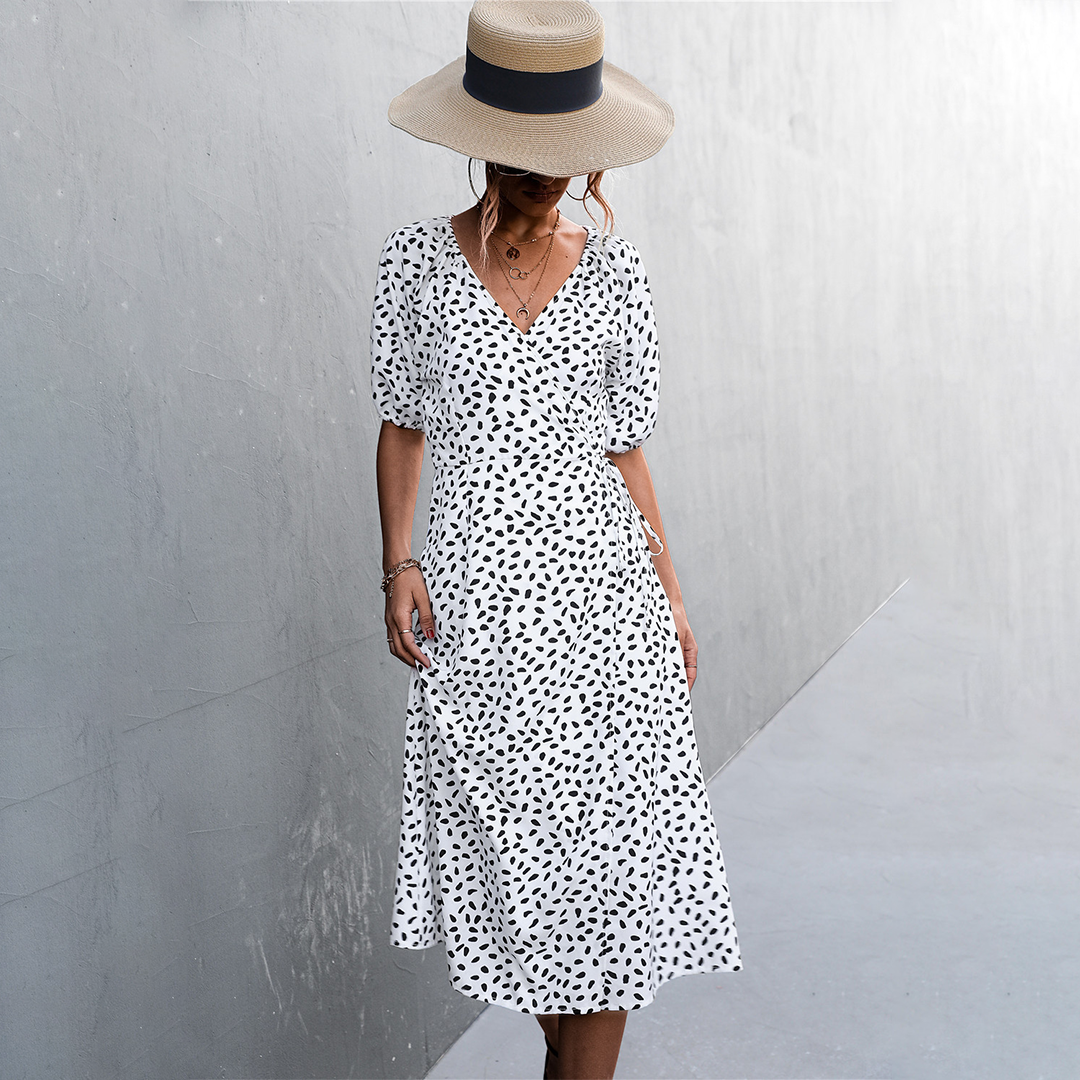 Abito Midi a Pois | Elegante & Flowy | Perfetto per l’Estate
