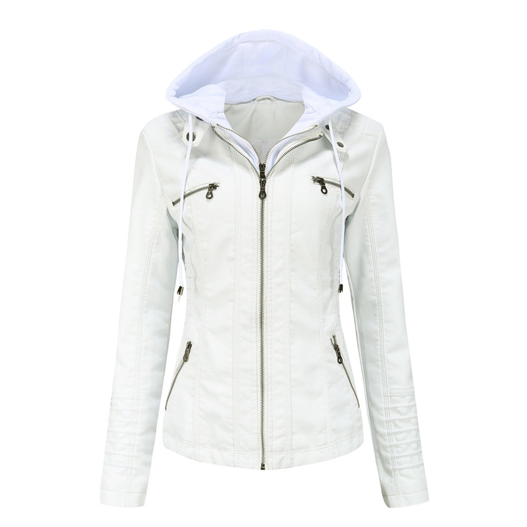 Giacca in Ecopelle con Cappuccio | Casual Chic | Perfetta per la Mezza Stagione