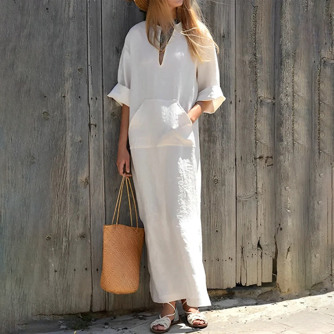 Abito Lungo Casual | Colletto Elegante | Comodo e Raffinato