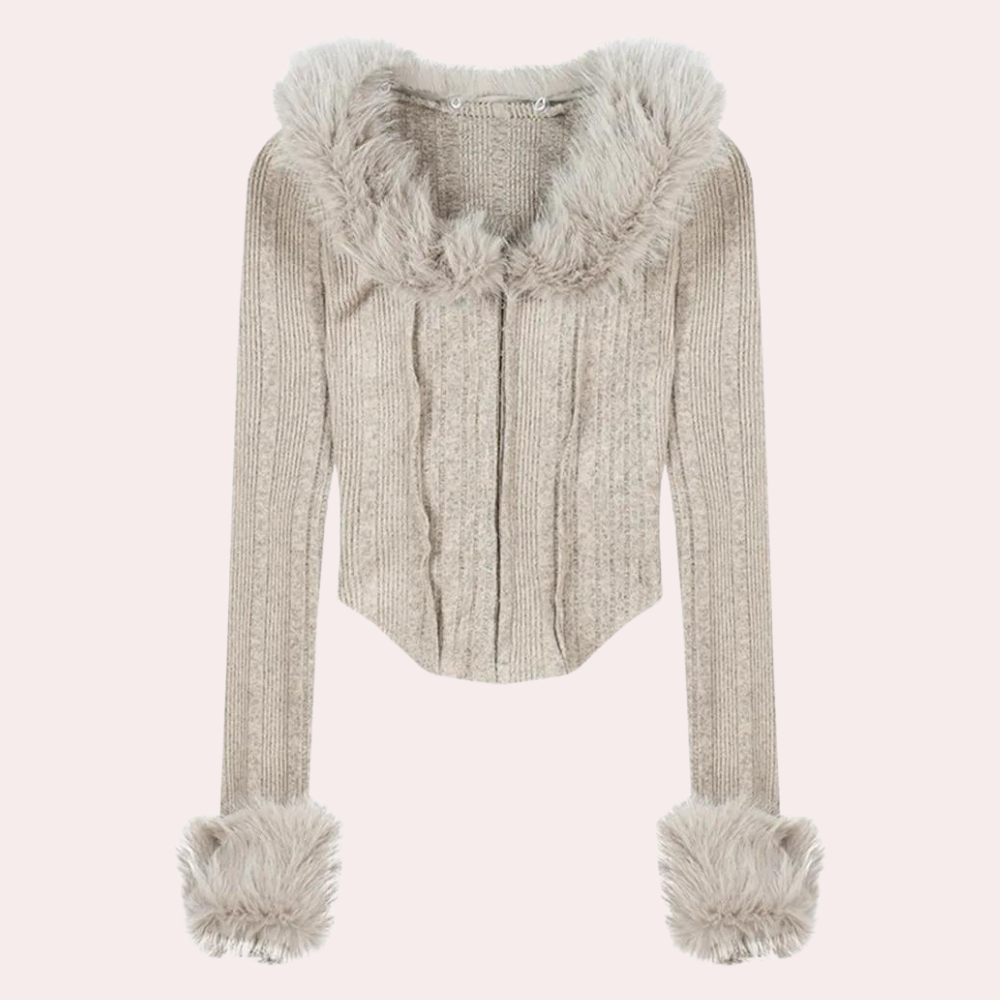Cardigan Aderente Donna | Eco-Pelliccia | Stile Glamour ed Elegante