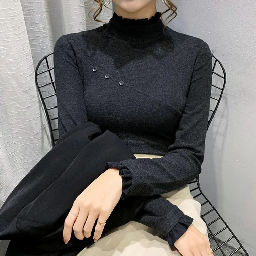 Maglia a Collo Alto con Dettagli Brillanti | Elegante e Femminile | Perfetta per Look Raffinati