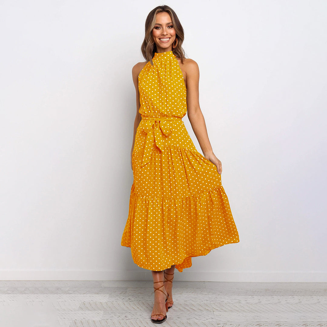 Abito Midi Senza Maniche con Pois | Tessuto Leggero | Elegante e Giocoso