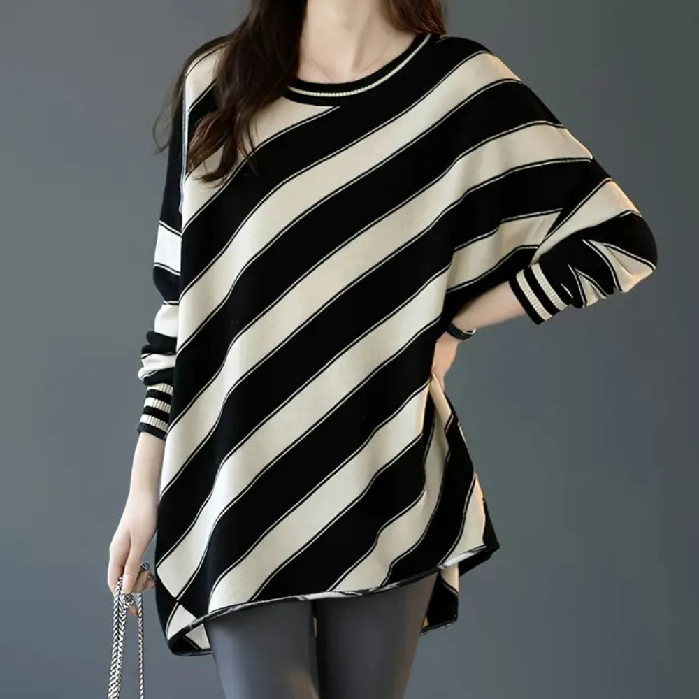 Maglione Oversize Donna | A Righe Diagonali | Morbido e Chic