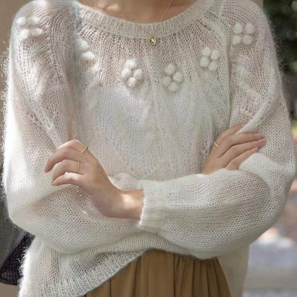 Maglione in Maglia Soffice con Dettagli Ricamati | Elegante e Romantico | Perfetto per Look Femminili