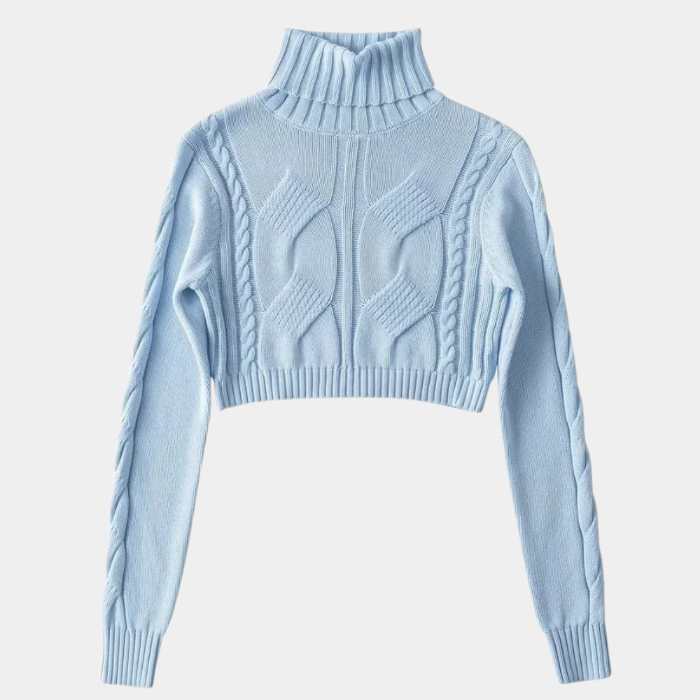 Maglione Cropped a Collo Alto | Lavorato a Treccia | Elegante e Trendy