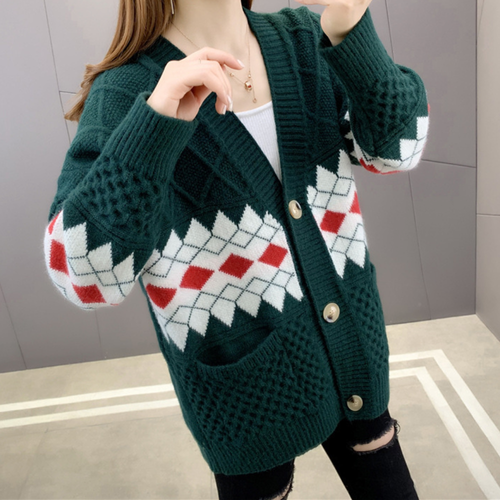 Cardigan Oversize | Motivo a Rombi | Caldo & Vintage