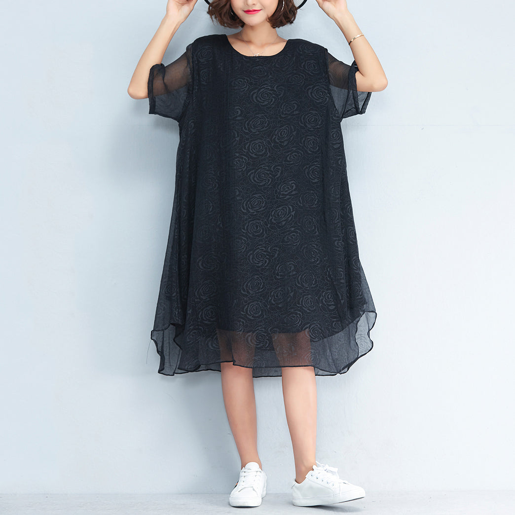 Abito Chiffon Nero Oversize