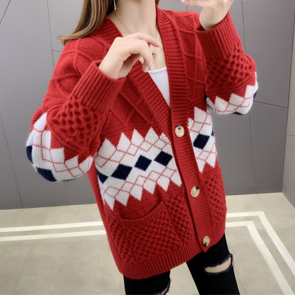 Cardigan Oversize | Motivo a Rombi | Caldo & Vintage