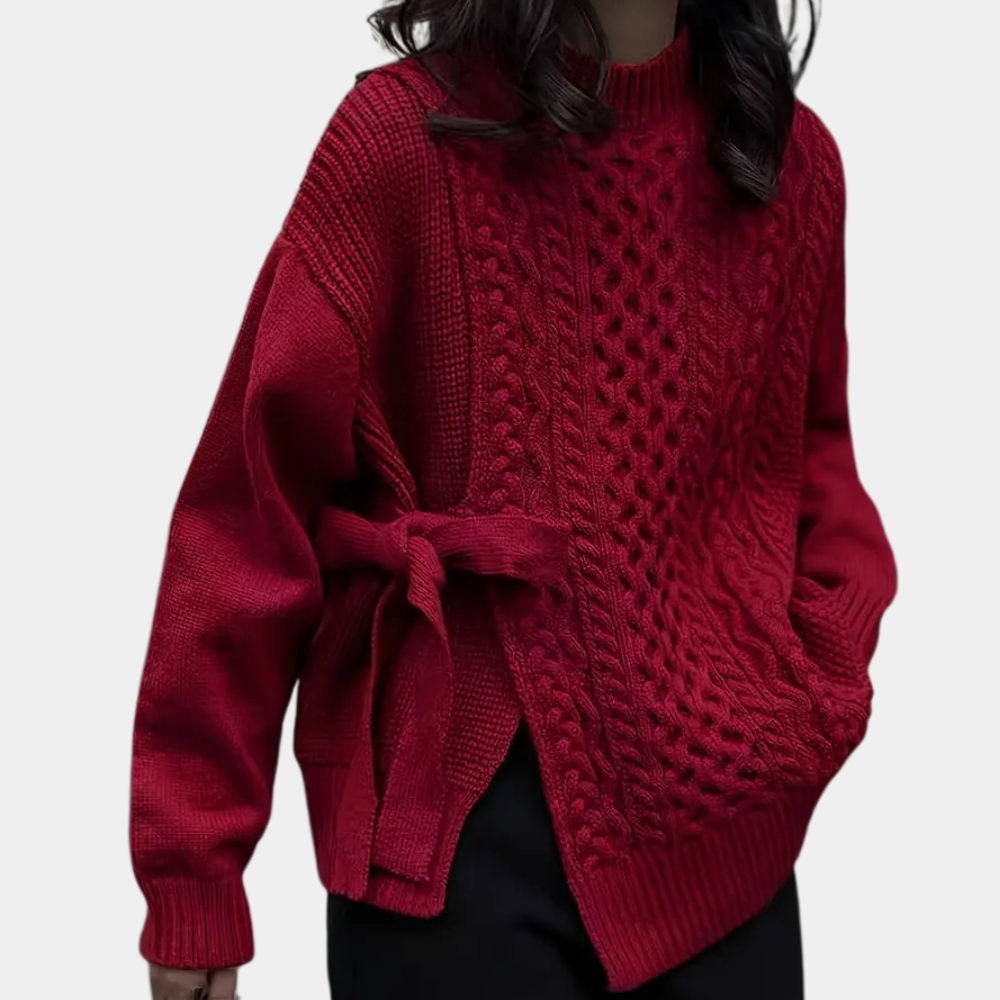 Maglione a Trecce con Fiocco | Caldo | Elegante e Femminile