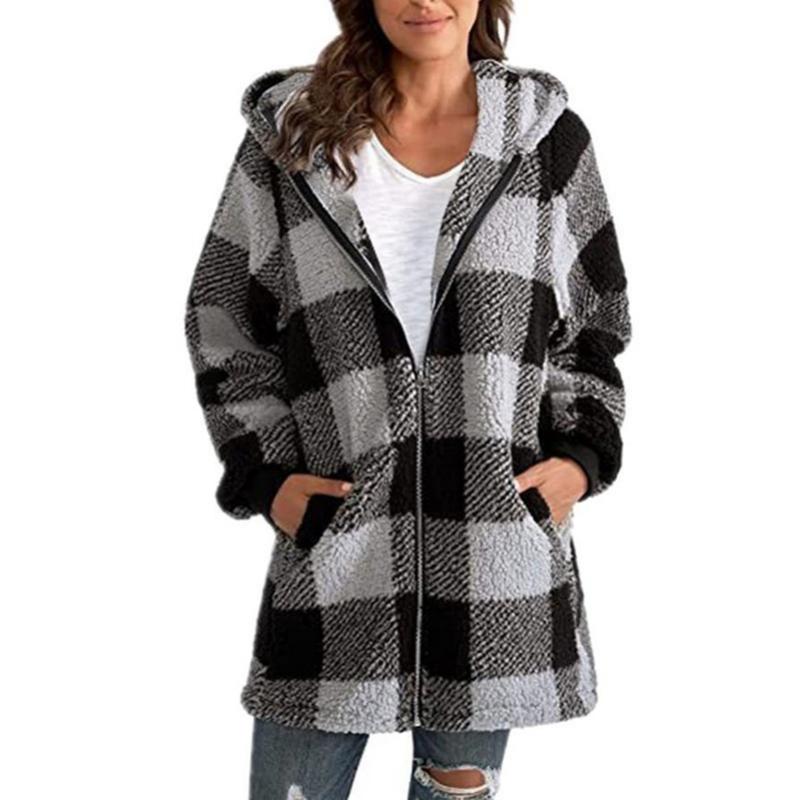 Giacca in Pile a Quadri | Stile Cozy-Chic | Perfetta per Look Casual e Caldi