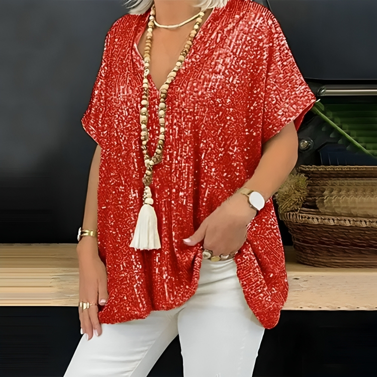Blusa Ampia con Paillettes Lucide