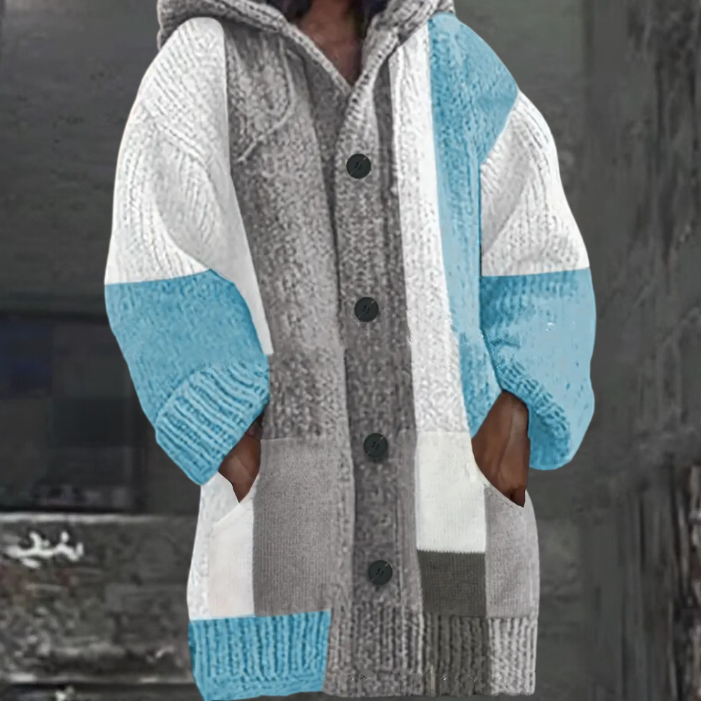 Cardigan Lungo a Blocchi di Colore | Maglia | Morbido e Versatile